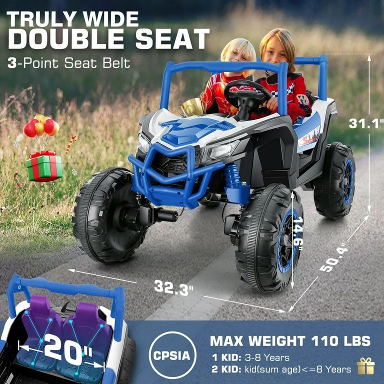 Funcid 4WD 24V Ride on Toys 2 XL Seater Kids Ride on Cars w/ Remote Control, 4*200W Motor, Electr... | Walmart (US)
