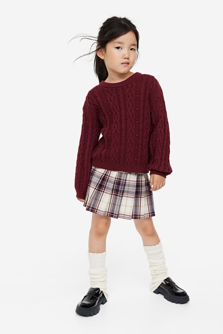 Twill Skirt - Beige/pink plaid - Kids | H&M US | H&M (US)