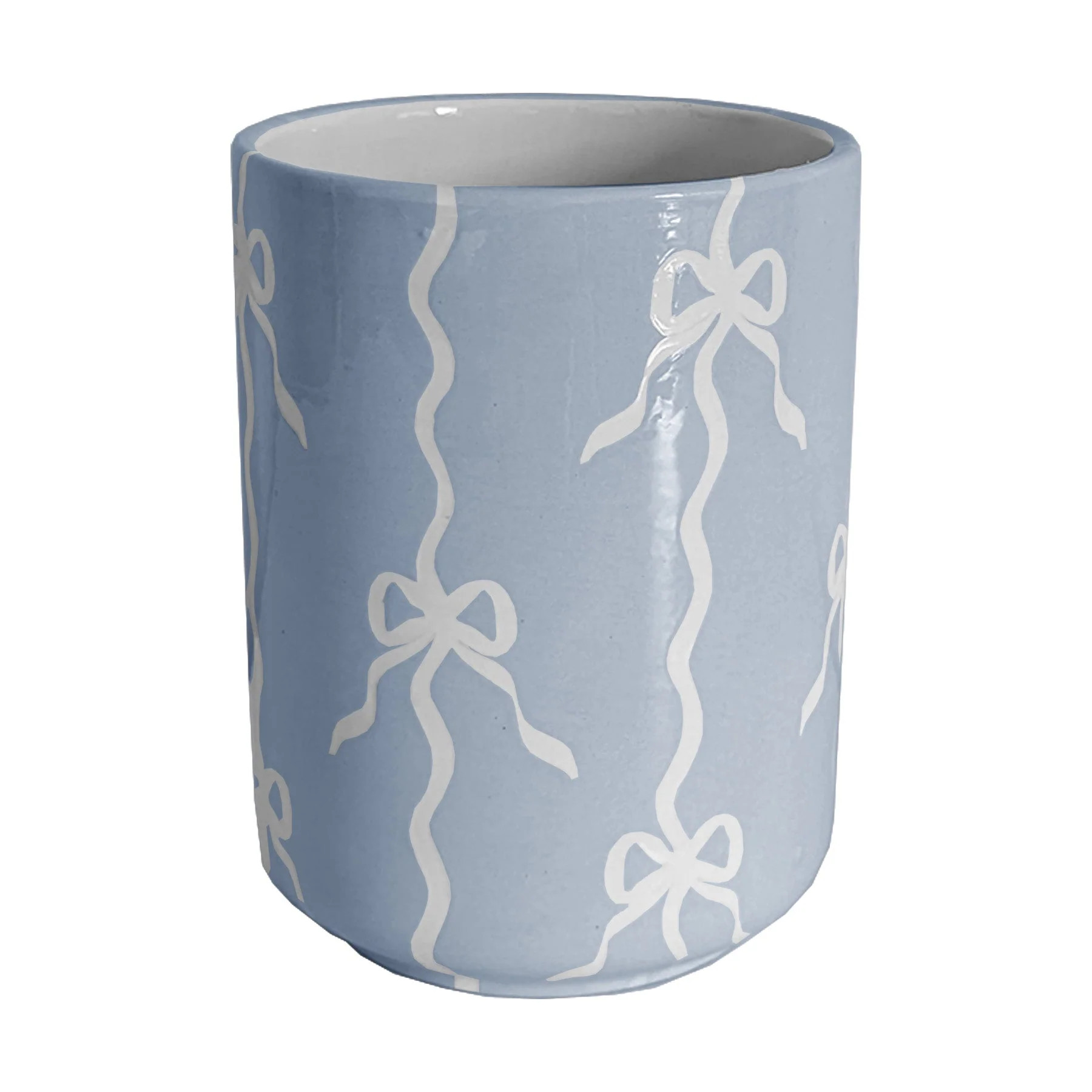 Bow Stripe Large Vase/ Utensil Holder | Wholesale | Ruby Clay Company