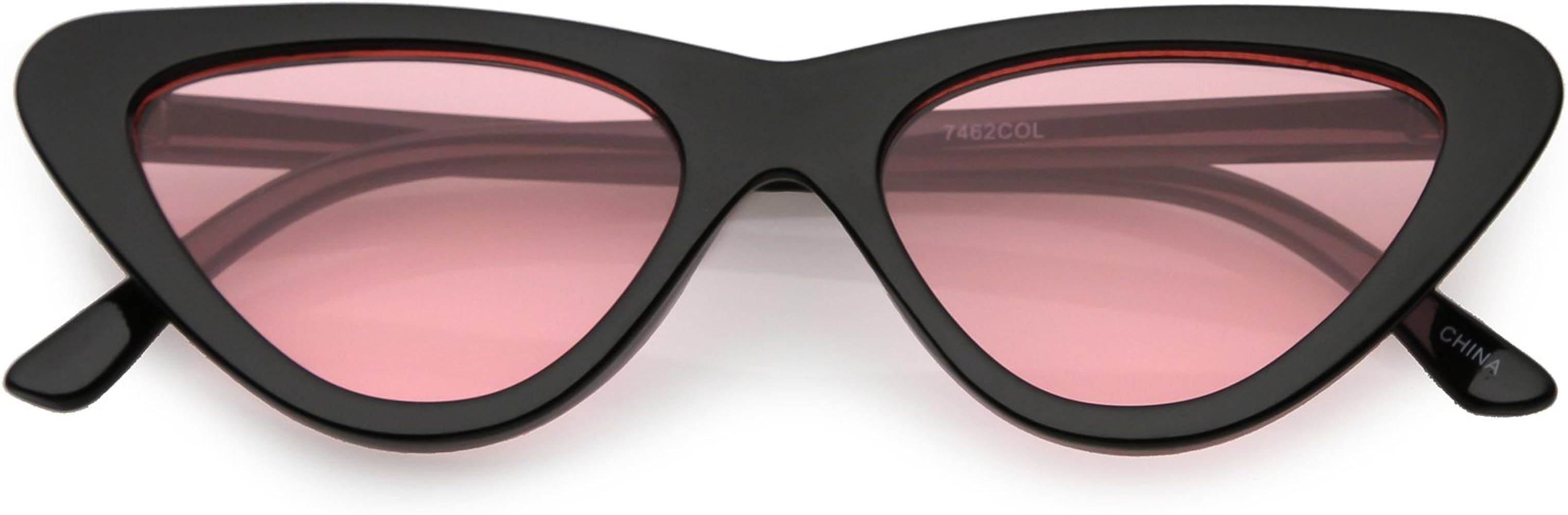 zeroUV Women's Small Thick Neutral Colored Flat Lens Cat Eye Sunglasses 51mm | Amazon (US)