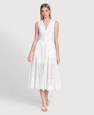 Women's Broderie Anglaise Cotton Midi Dress | Macy's