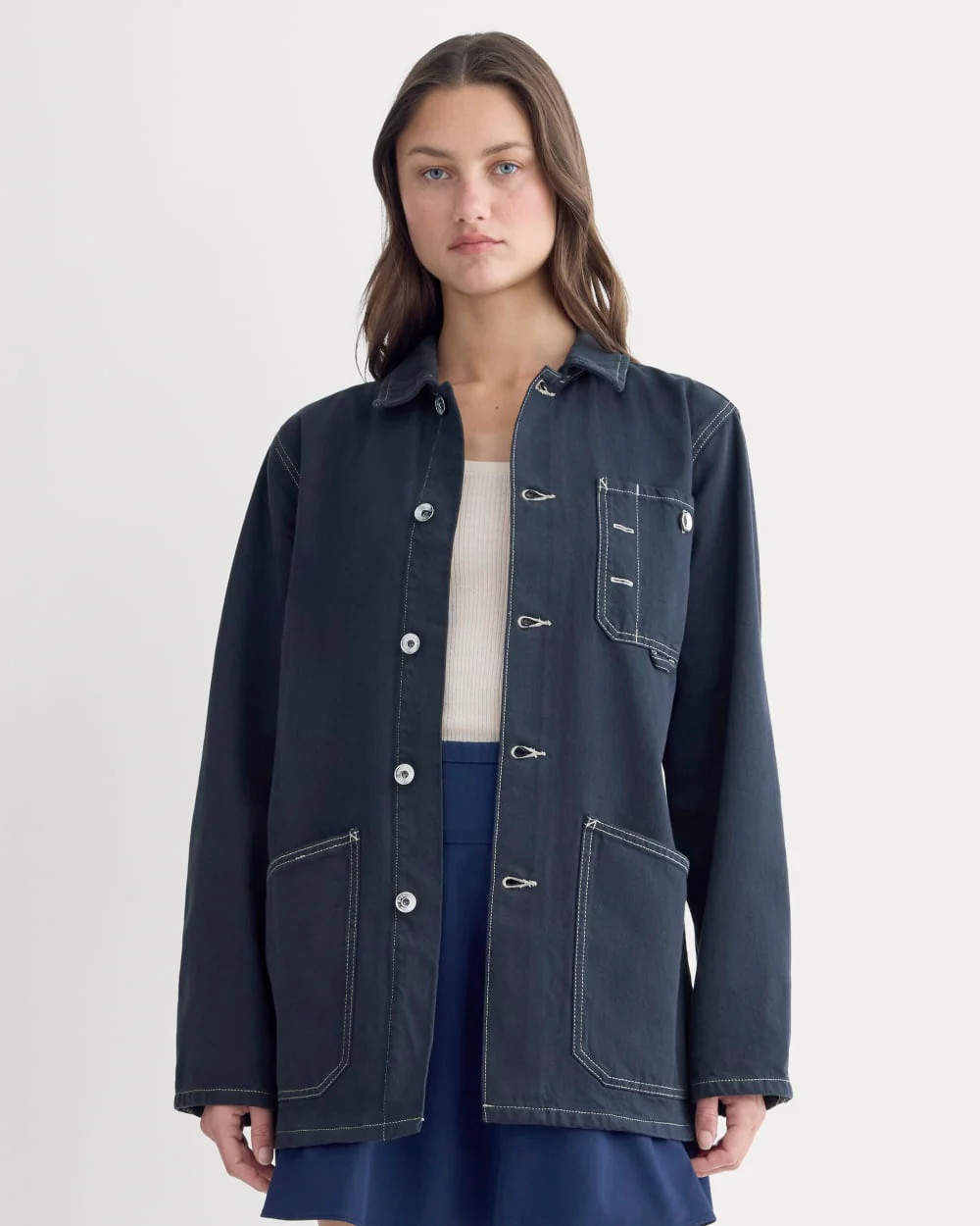 Women's Denim Chore Jacket by Everlane in Garment-Dyed Navy, Size XS | Everlane