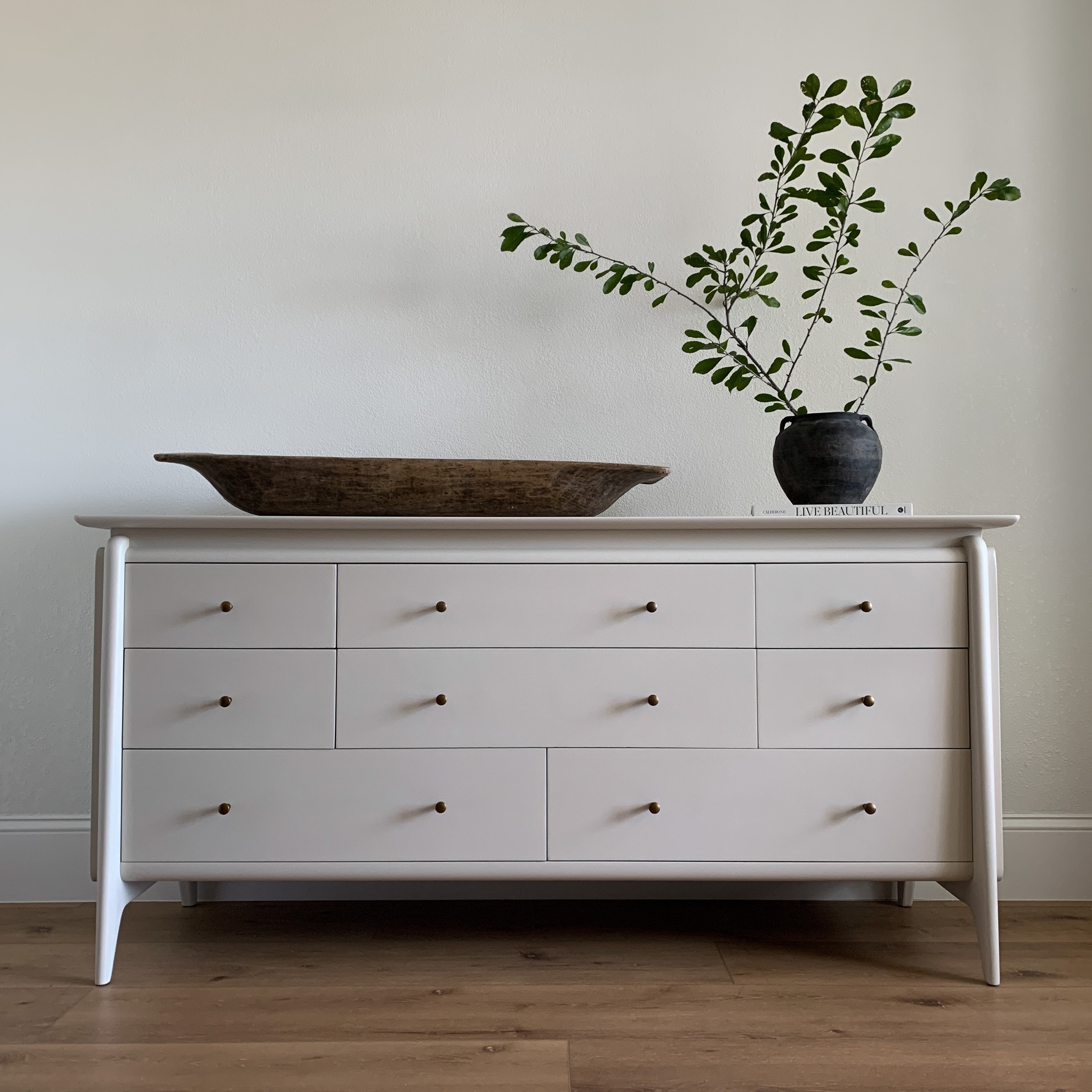 John Van Koert 1950s Projection by Drexel | New antique brass mcm knobs | vintage dough bowl and vase

#LTKSeasonal #LTKunder100 #LTKhome