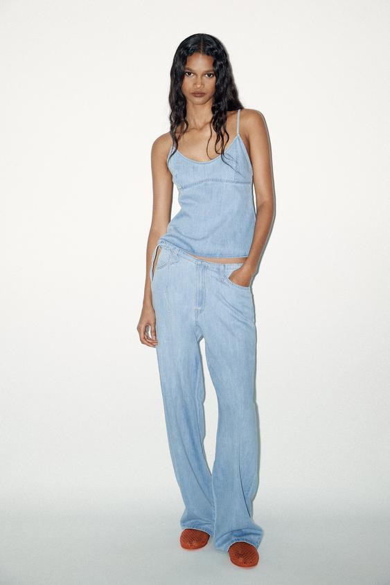 TRF PYJAMA-STYLE DENIM TROUSERS | Zara UK