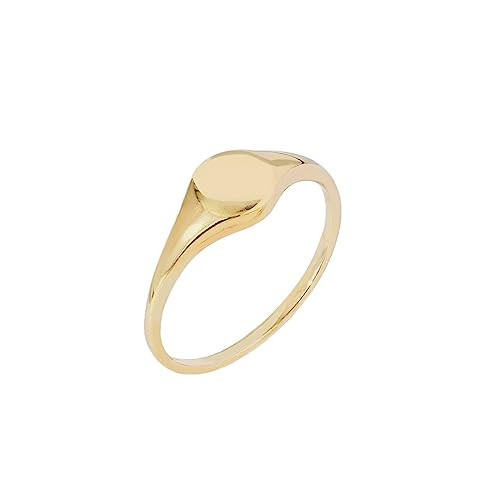 Amazon Essentials 23K Gold Plated Sterling Silver Round Signet Ring Size 6, Yellow Gold | Amazon (US)