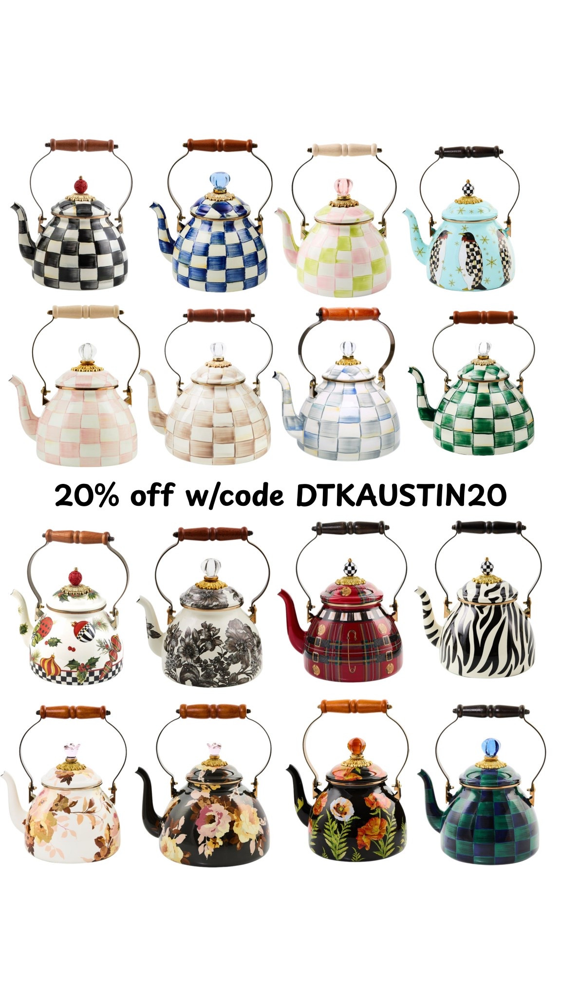 These new tea kettles from MacKenzie-Childs are stunning!! And you can take 20% off with code DTKAUSTIN20! My code is only valid until 12/14 and order before 12/15 to get before Christmas!



#LTKSaleAlert #LTKGiftGuide #LTKHoliday