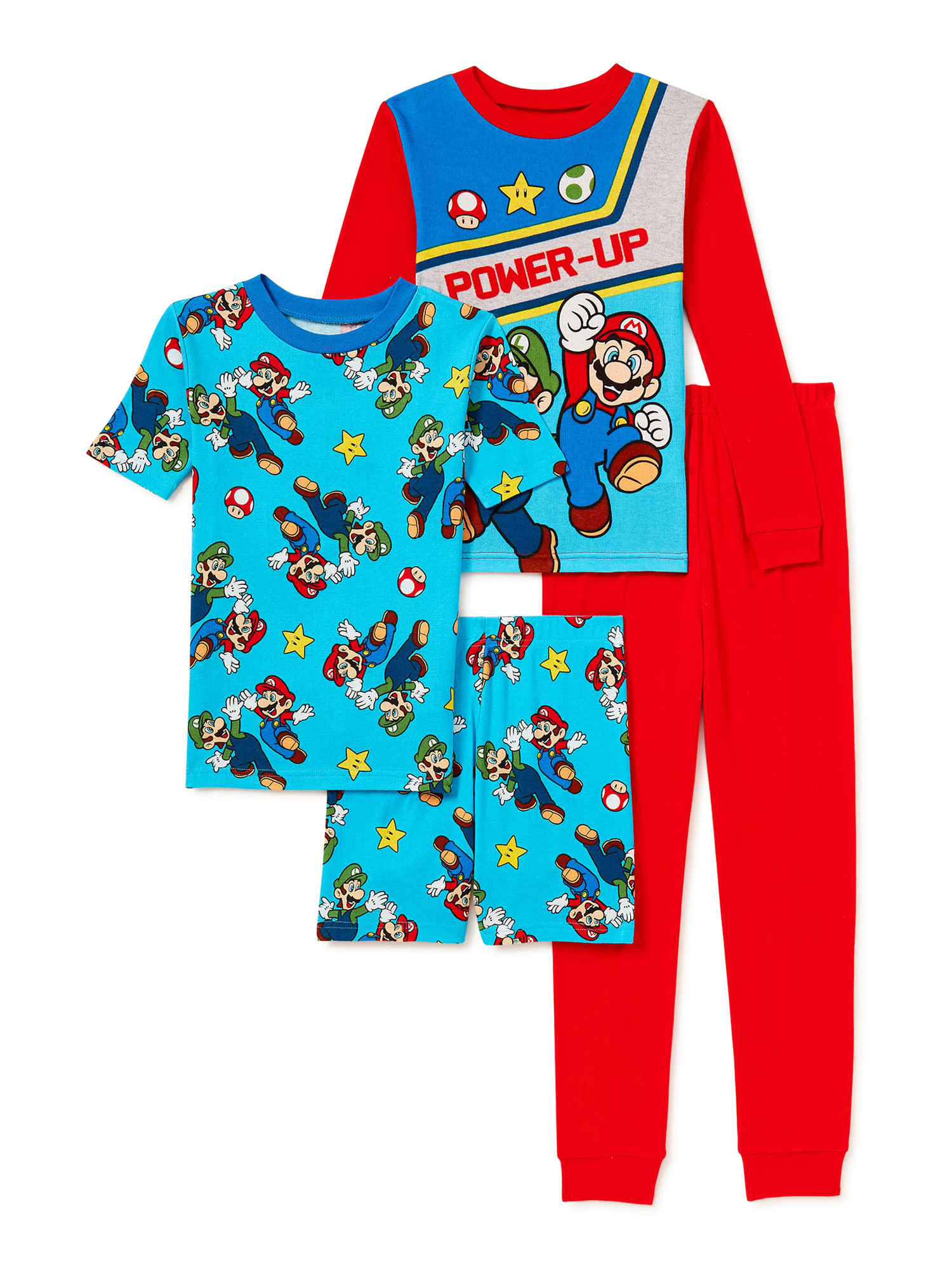 Nintendo Mario Boys Classic Short & Long Sleeve Tops, Pants, and Shorts 4-Piece Pajama Sleep Set,... | Walmart (US)