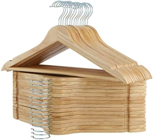 ELONG HOME Solid Wooden Hangers 30 Pack, Wood Suit Hangers with Extra Smooth Finish, Precisely Cu... | Amazon (US)