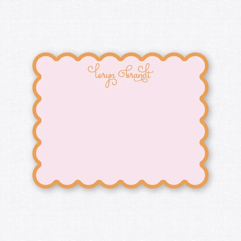 Scalloped Two Tone Personalized Stationery Set, Notecards Set - Etsy | Etsy (US)