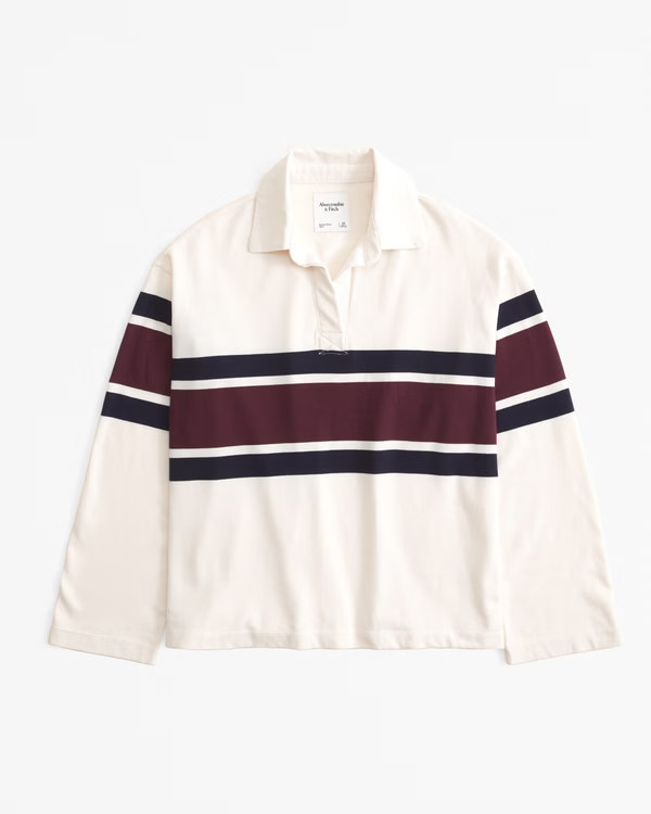 Women's Long-Sleeve Rugby Polo Top | Women's Tops | Abercrombie.com | Abercrombie & Fitch (US)