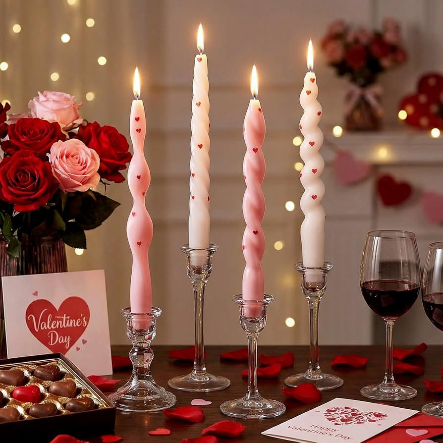 Nuanchu 4 Pcs 7.87 Inch Twisted Taper Candles Wax Unscented Smokeless Spiral Swirl Candlesticks f... | Amazon (US)