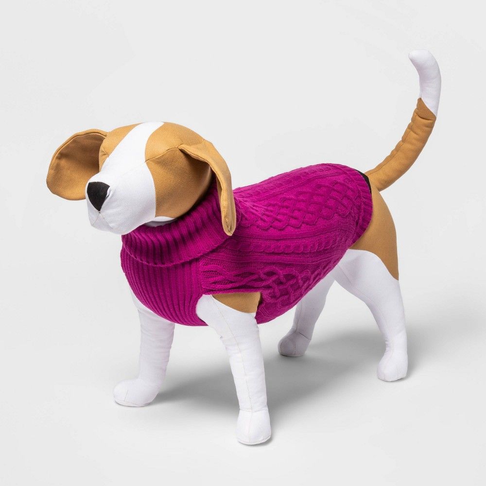 Dog Cableknit Sweater - Berry - M - Boots & Barkley | Target
