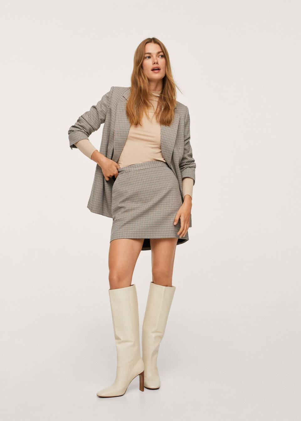 Wrap check blazer -  Women | Mango USA | MANGO (US)