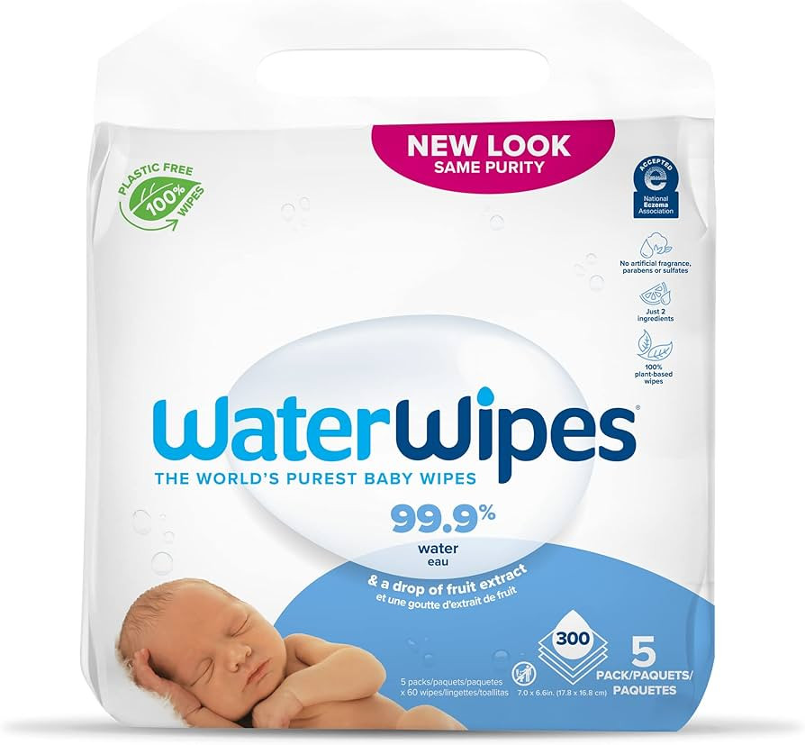 WaterWipes Plastic-Free Original Baby Wipes, 99.9% Water Based Wipes, Unscented & Hypoallergenic ... | Amazon (US)