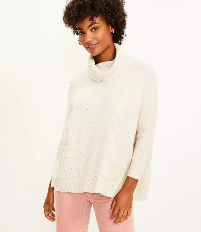 Petite Flecked Pocket Poncho Sweater | LOFT