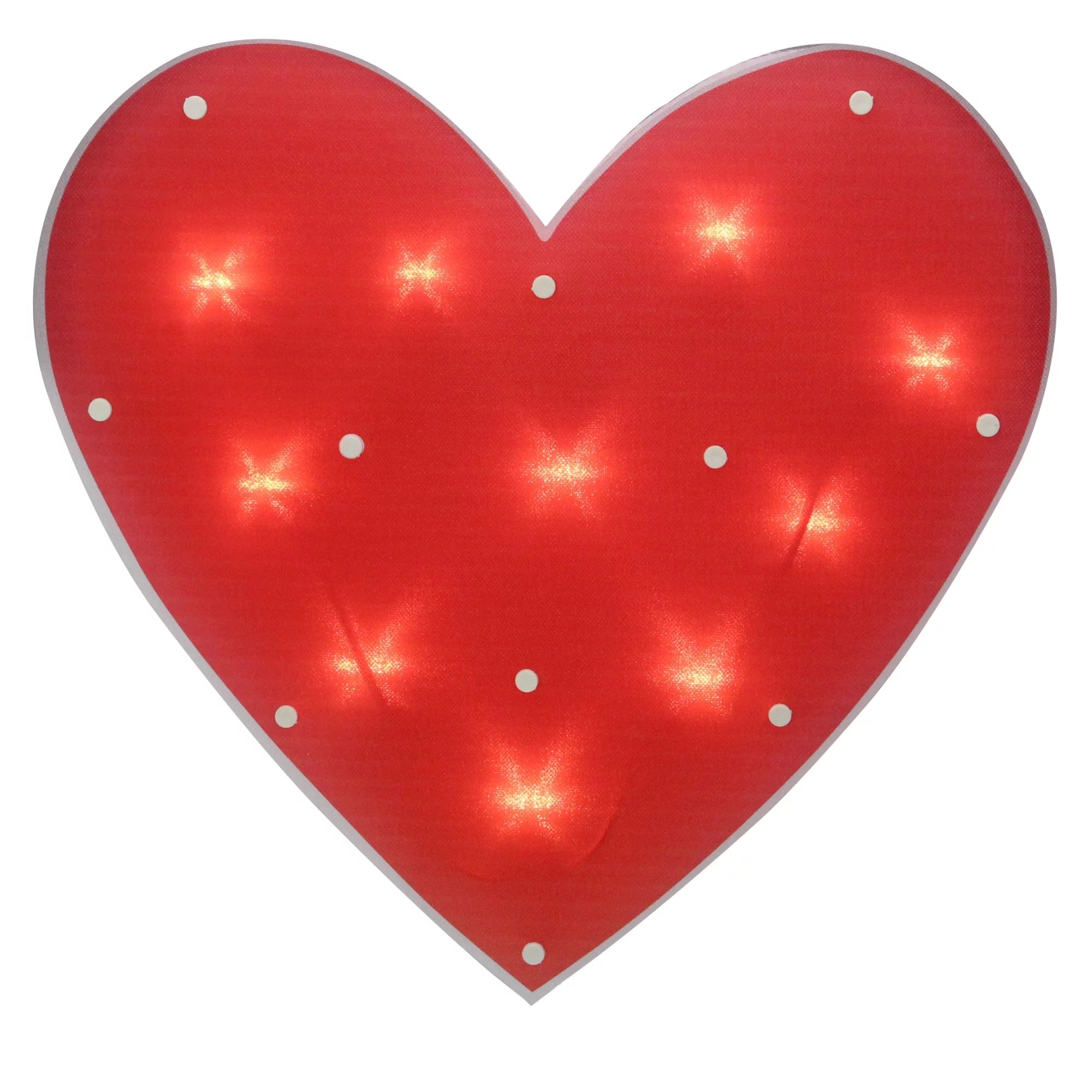 14.25" Lighted Red Heart Valentine's Day Window Silhouette Decoration | Walmart (US)