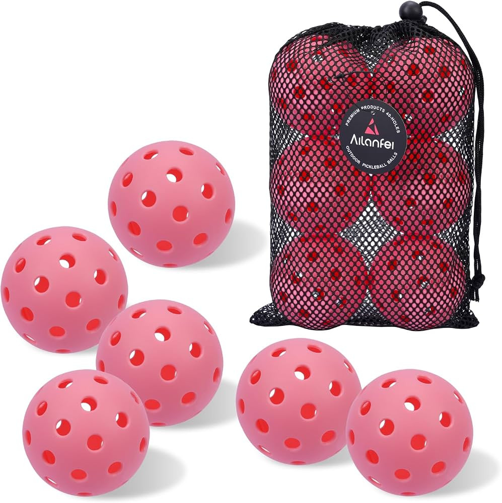 Pickleball Balls 6 Pack | 12 Pack- 40 Holes Outdoor Pickleball with Bag, Perfectly Balanced, High... | Amazon (US)
