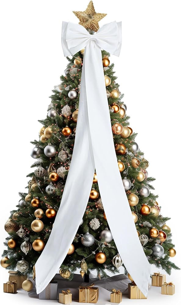 Chuarry Extra Long 67" Satin Bow for Christmas Tree, Detachable Train Removable Sweep Train Waist... | Amazon (US)