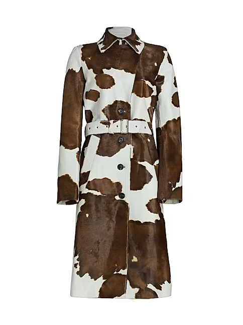 Cowhide Belted Calf Hair Trench Coat | Saks Fifth Avenue