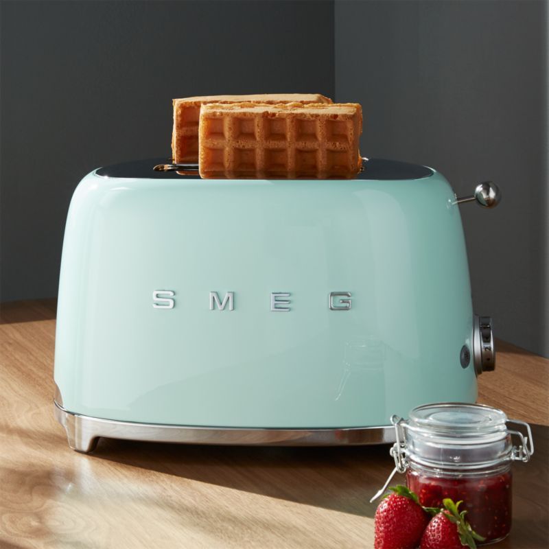 Smeg Mint Green 2-Slice Toaster + Reviews | Crate & Barrel | Crate & Barrel
