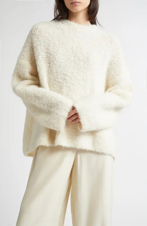 TOTEME Boxy Bouclé Alpaca Blend Sweater in Milk at Nordstrom, Size X-Small | Nordstrom