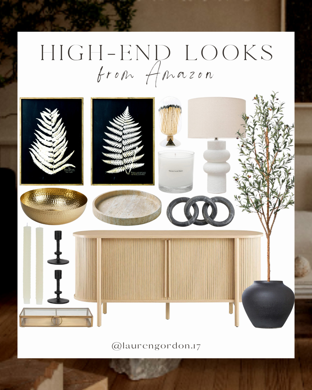 Living room decor, art, modern lighting, stoneware table lamp, modern framed art, black clay jar,... | Amazon (US)