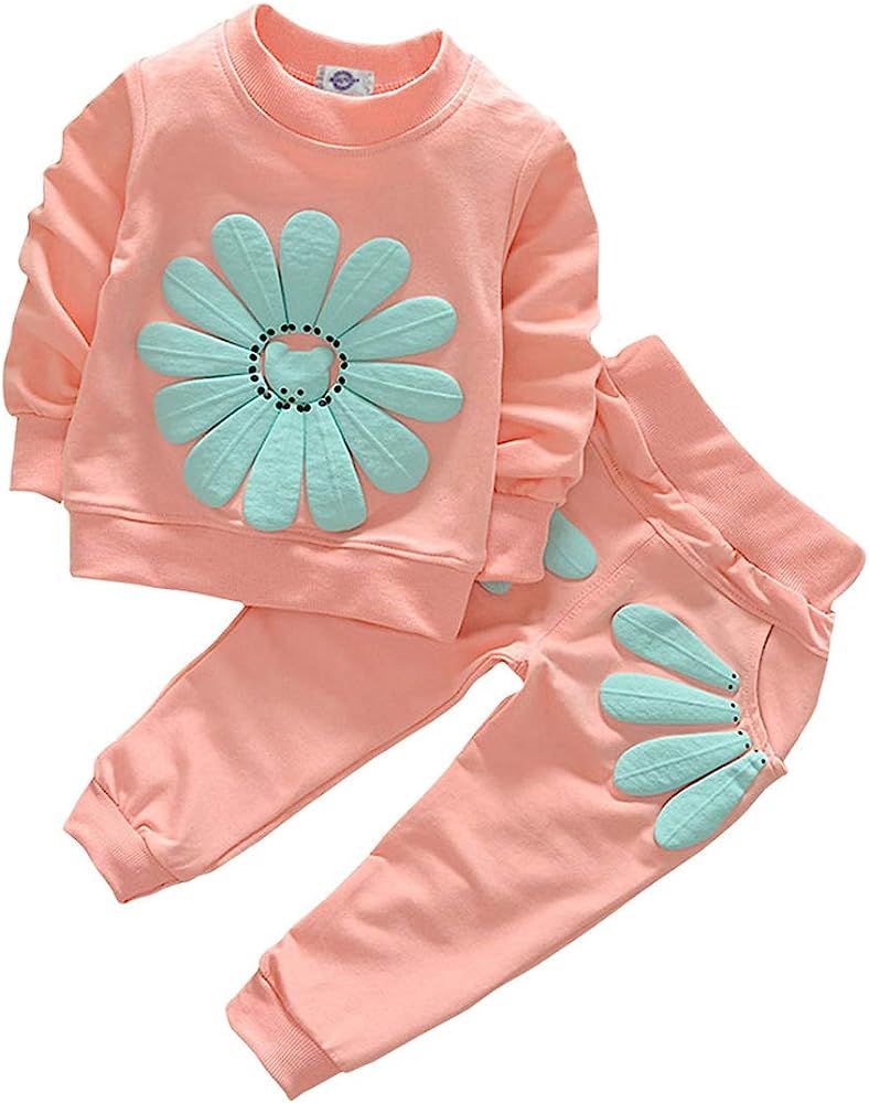 Avidqueen Toddler Baby Girls Sunflower Clothes Set Long Sleeve Top and Pants 2pcs Outfits Fall Cl... | Amazon (US)