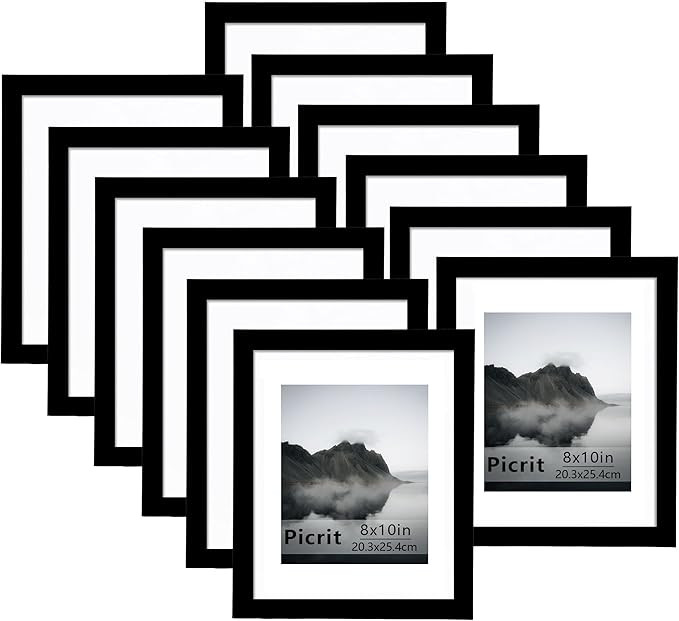 Picrit 8x10 Picture Frame Set of 12, Display 5x7 with Mat or 8x10 Without Mat, Photo Frames for W... | Amazon (US)