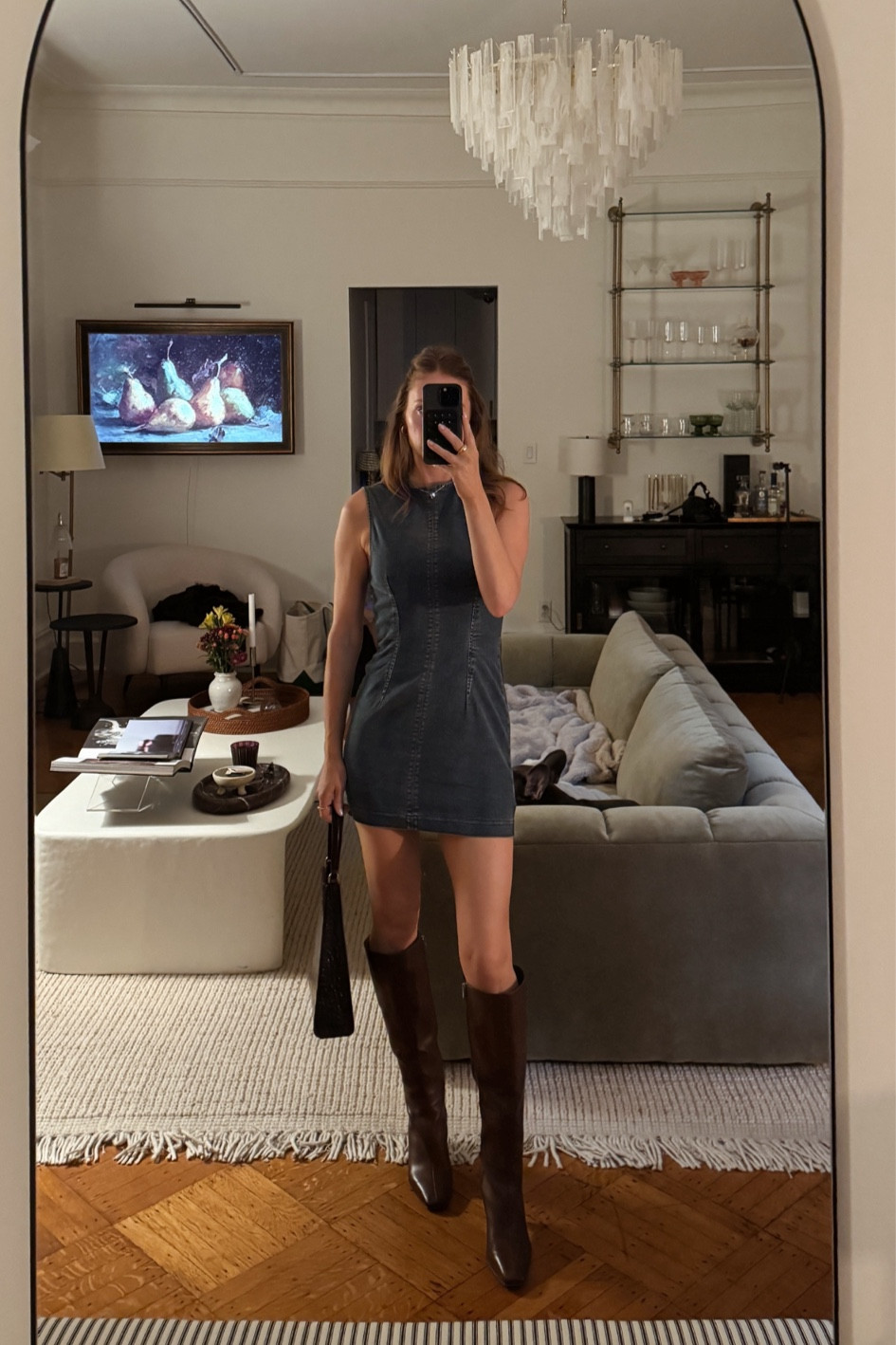 Loving denim and brown combo for fall! This dress is so versatile 