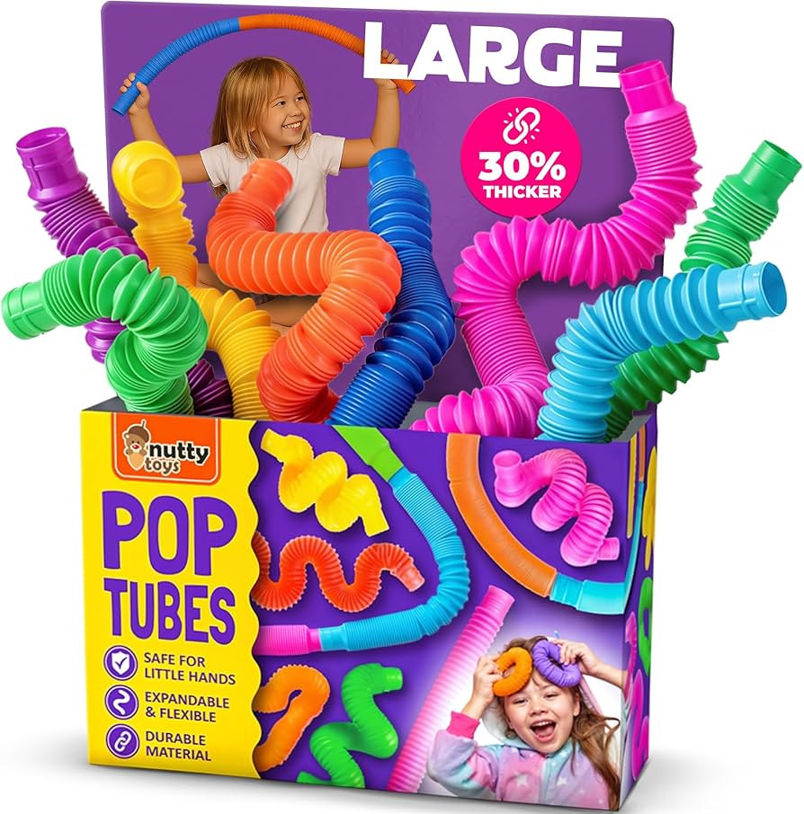 Nutty Toys Pop Tubes - Large 8-Pack Sensory Toys - Creative STEM Learning for Kids & Toddlers - C... | Amazon (US)
