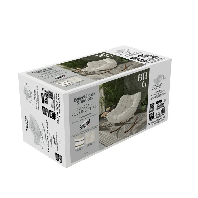 Better Homes & Gardens Marlow Papasan Outdoor Rocking Chair, Cream | Walmart (US)