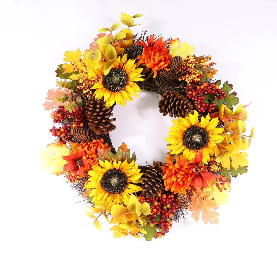 Way to Celebrate Harvest Floral Wreath, 22" D - Walmart.com | Walmart (US)