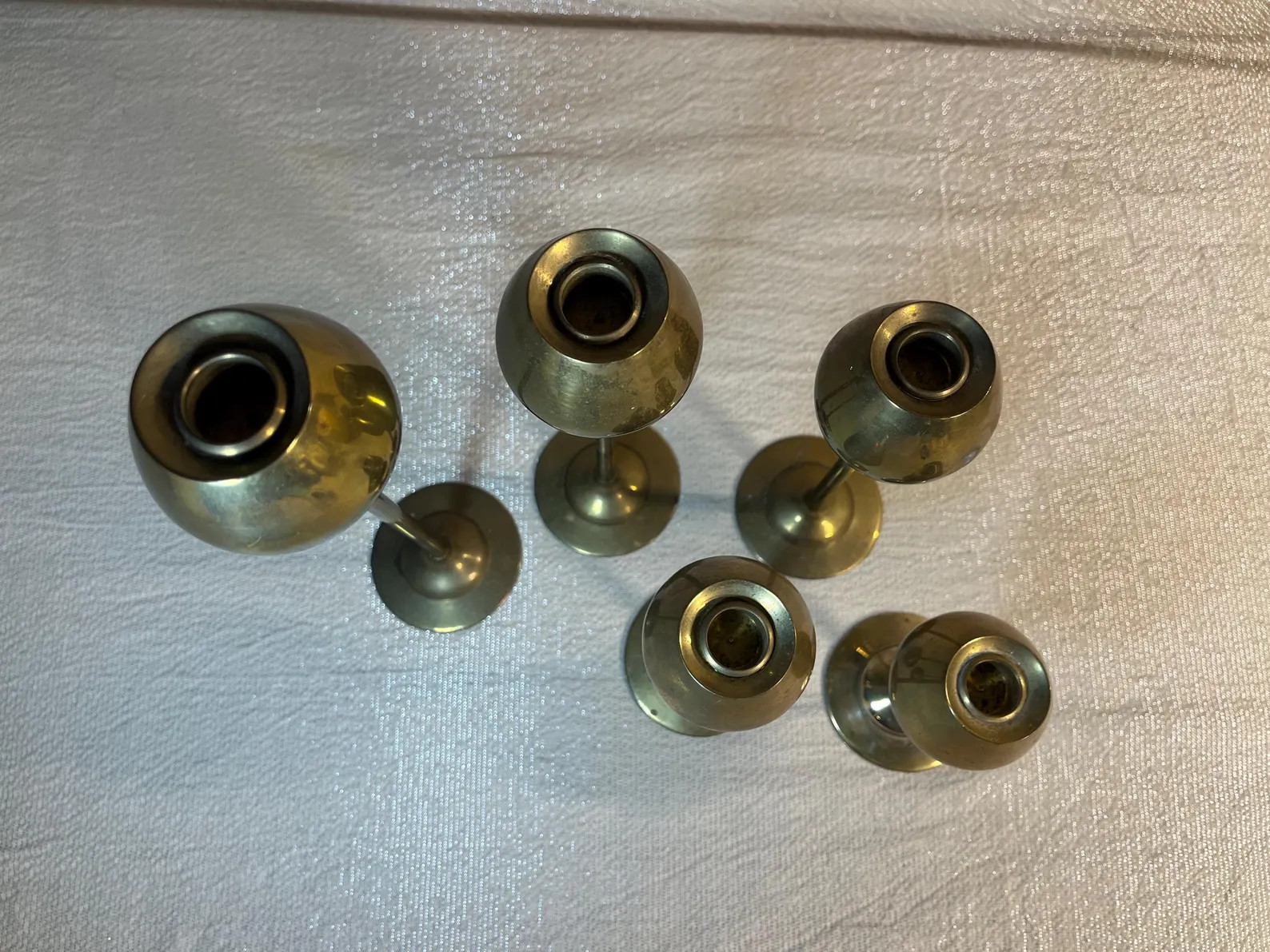 Tulip Brass Candlestick Holders- Set of 5 - Mid Century Modern | Etsy (US)