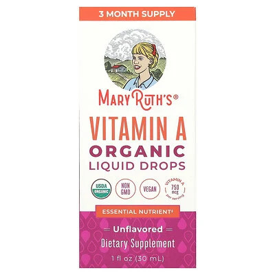 MaryRuth's, Organic Vitamin A Liquid Drops, Unflavored, 750 mcg, 1 fl oz (30 ml) | iHerb