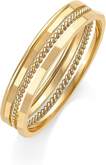 PAVOI 14K Gold Plated Four Pieces Thin Rings Set for Women | 4 Dainty Stacking Rings Pack | Minim... | Amazon (US)