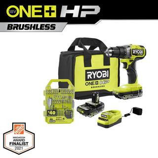 ONE+ HP 18V Brushless Cordless 1/2 in. Drill/Driver Kit w/(2) Batteries, Charger, Bag, & Drill/Drive Kit (40-Piece) | The Home Depot