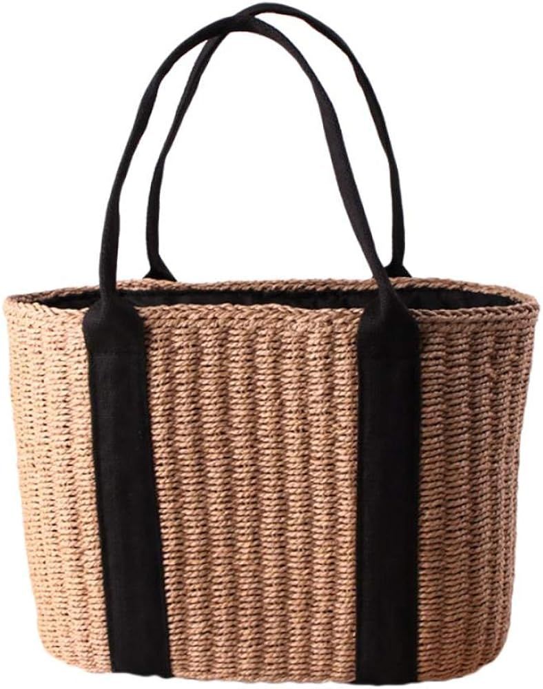 Womens Straw Tote Bag Handbag Large Woven Capacity Top Handle Bag Summer Stylish Straw Basket Bag | Amazon (US)