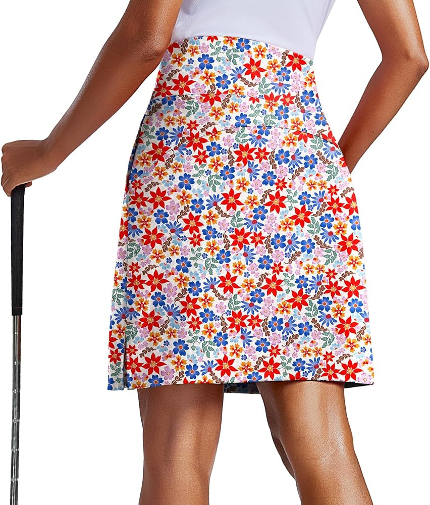 PINSPARK 20" Skorts for Woman Knee Length UPF 50+ Golf Skirts with 3 Pockets High Waisted Athleti... | Amazon (US)