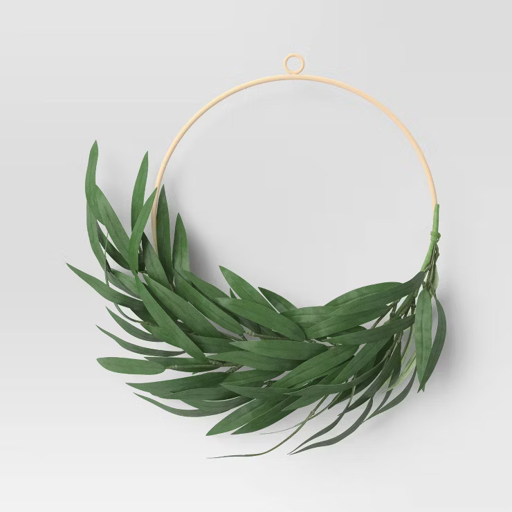 Faux Greenery Bamboo Wreath Ring Wall Sculpture Green - Threshold™ | Target
