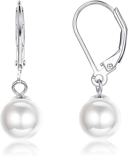 Milacolato 925 Sterling Silver Simulated Shell Pearl Earrings for Women Elegant Pearl Drop Dangle... | Amazon (US)
