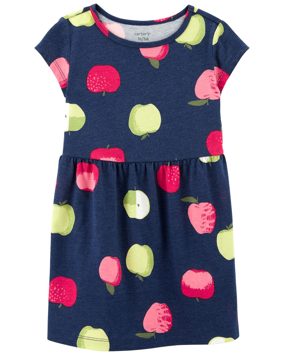 Navy Toddler Apple Jersey Dress | carters.com | Carter's