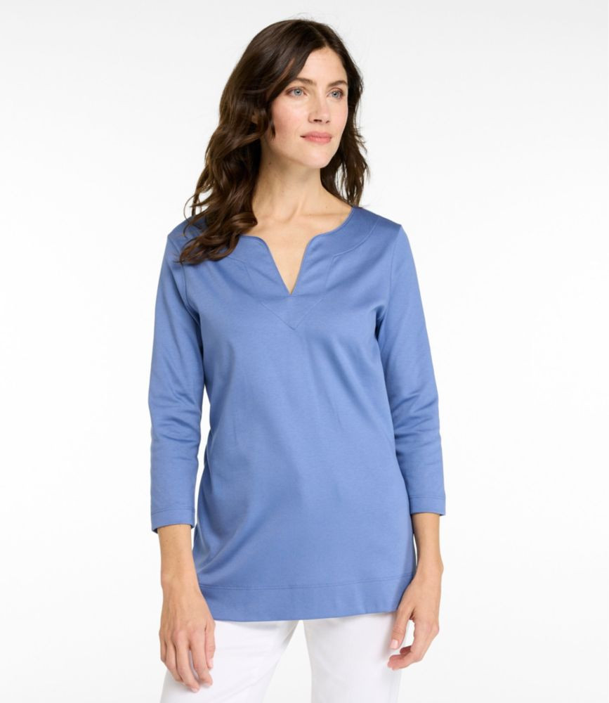 Women's Pima Cotton Tunic, Three-Quarter-Sleeve Splitneck | L.L. Bean