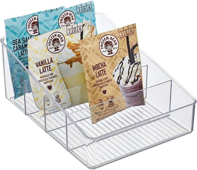 mDesign Plastic Food Packet Organizer Bin Caddy - 4 Divided Sections - Storage Station for Kitche... | Amazon (US)