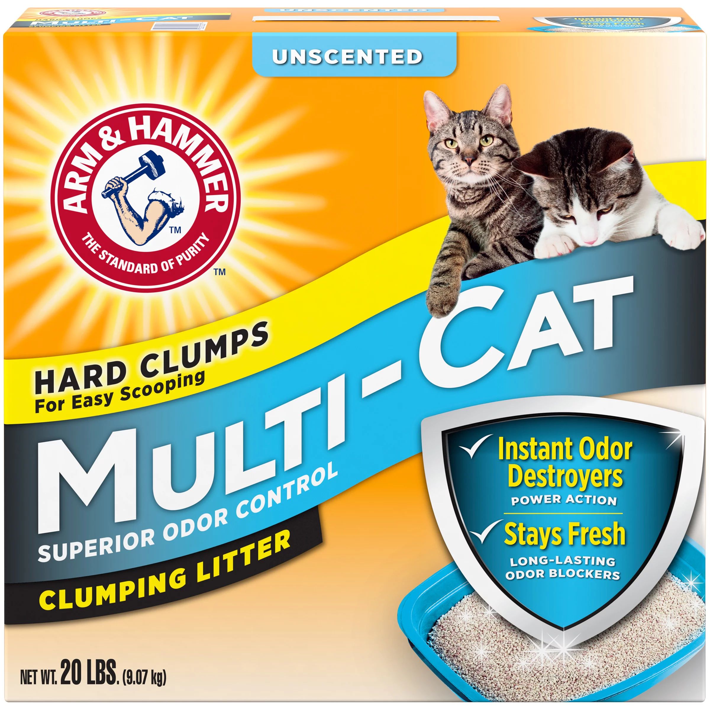 Arm & Hammer Multi-Cat Clumping Litter Unscented, 20lb | Walmart (US)