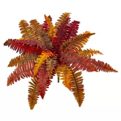 Nearly Natural 20-Inch Autumn Boston Fern Artificial Plant (Set of 3), Orange | Belk