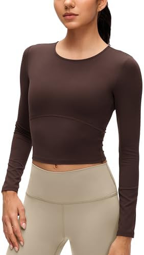 CRZ YOGA Butterluxe Scoop Neck Long Sleeve Shirts for Women - Workout Athletic Casual Tops Crop S... | Amazon (US)