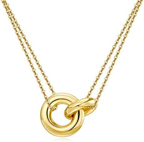 AllenCOCO Dainty Gold Necklace for Women Trendy, Cute Sister Necklaces, 14k Gold Plated S925 Ster... | Amazon (US)