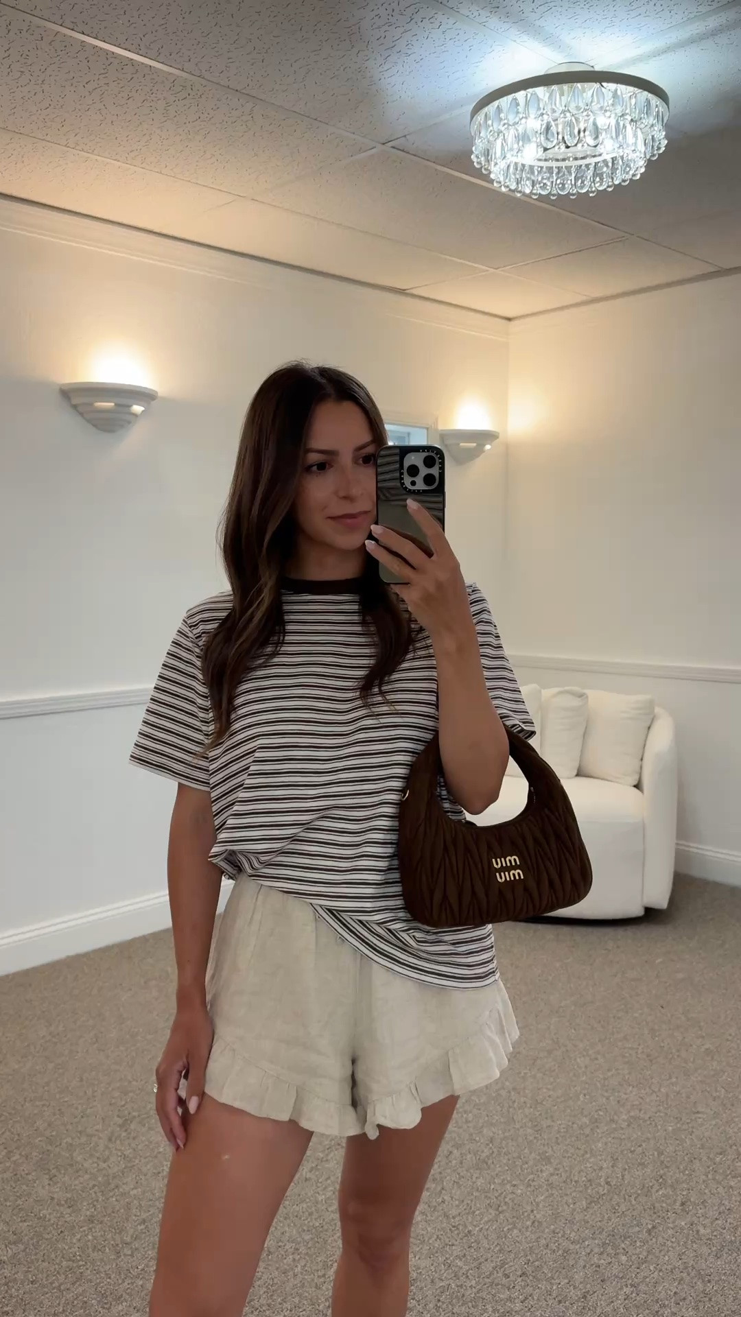 @abercrombie   summer outfit

@abercrombie brown stripe t shirt- small
@abercrombie ruffle linen shorts- xs
Miu Miu brown bag
Brown strappy sandals- tts

Petite, summer outfit, linen shorts, striped tee, casual outfit

#LTKootd #LTKSaleAlert #LTKPetite