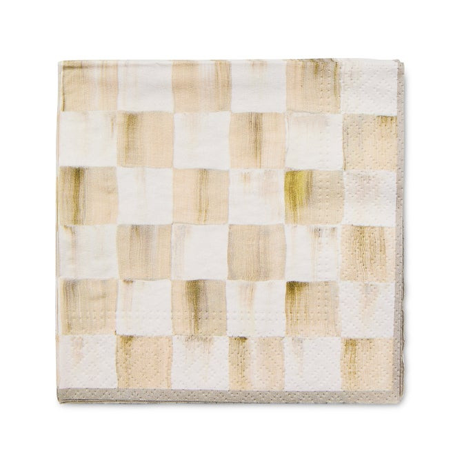 Mocha Check Cocktail Paper Napkins | MacKenzie-Childs