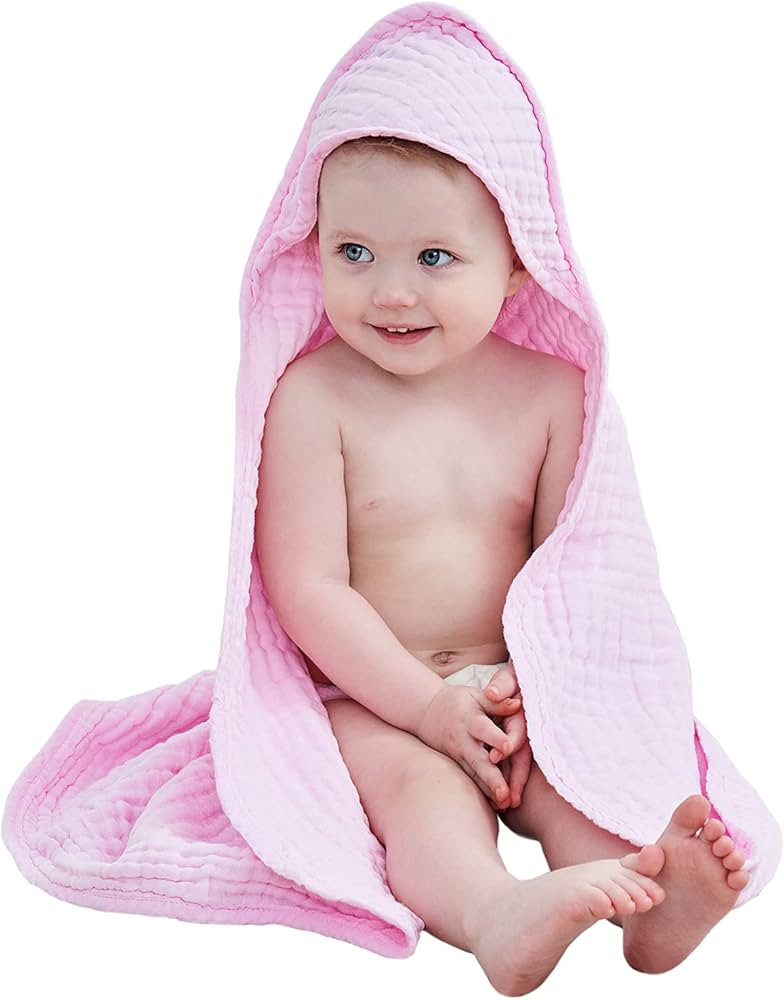 Yoofoss Baby Bath Towel 100% Muslin Cotton Hooded Towels for Babies, Infant and Toddler, Large 32... | Amazon (US)